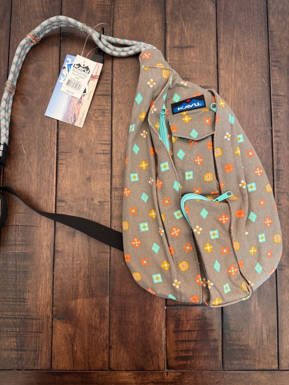 Kavu Rope Sling Bag 14 Inch Backpack Aztec Boho Southwestern Festival Y2K Travel